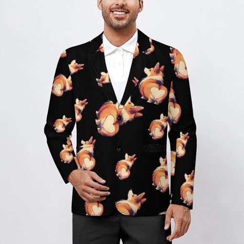 Cute Dog Love Heat Butt Men's Blazer Printed Button Suit Jacket Slim Sport Coat Blazers2
