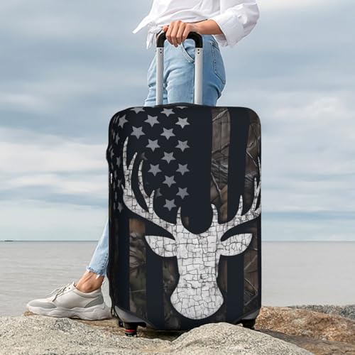 American Flag Deer Camo Suitcase Cover Fashion Luggage Covers Anti-Scratch Elastic Lightweight Protector For Travel Outdoor Large4