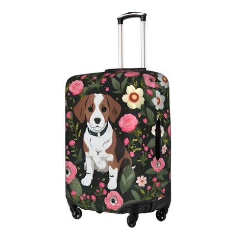 Dog And Flower Print Luggage Cover For Suitcases, Travel Case Protector, Simple & Convenient Installation2