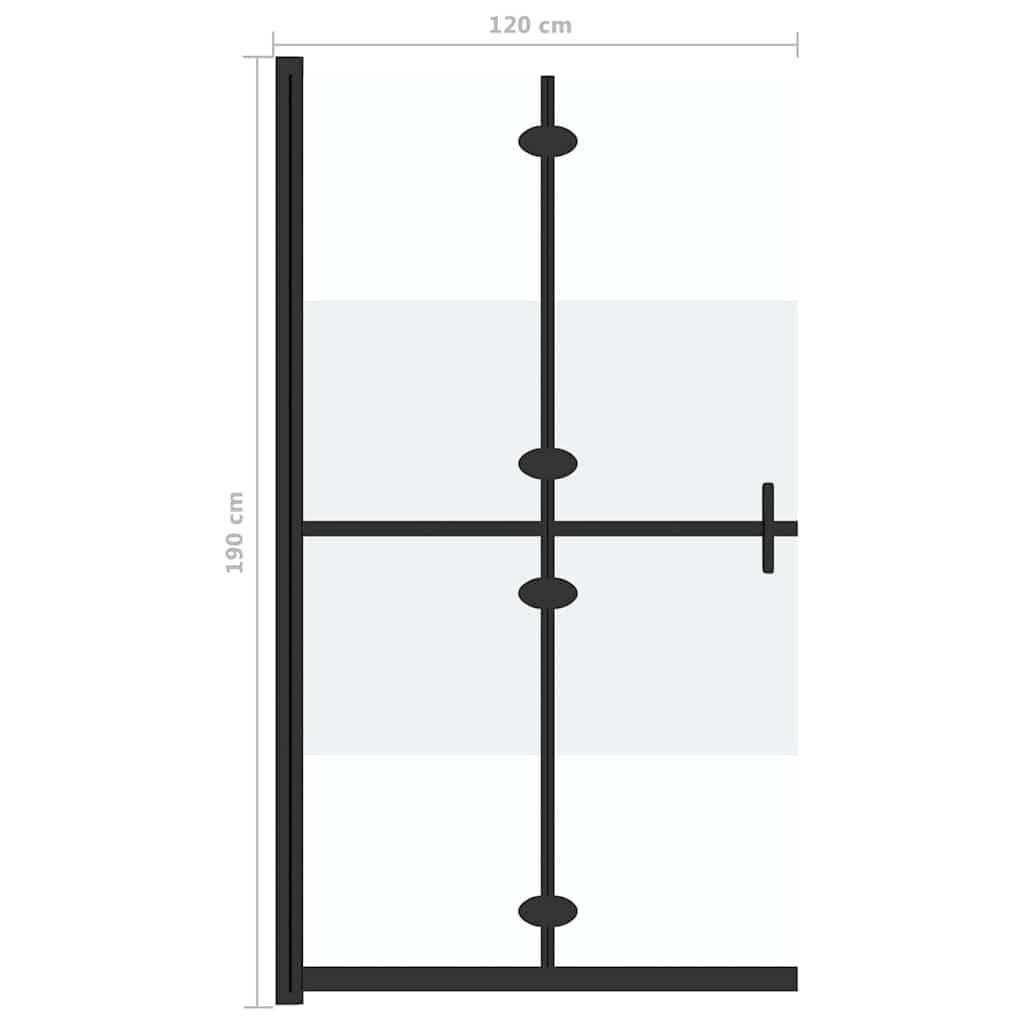 Mampara de ducha plegable de 120 x 190 cm, vidrio templado semimate, ahorra espacio, con marco de aluminio, montaje reversible, fácil limpieza, adecuada para baño sin barreras