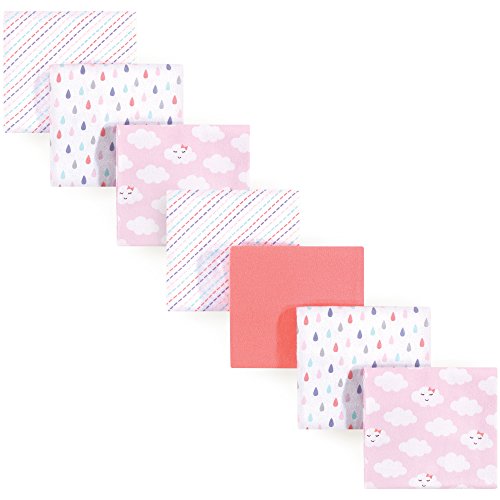 Luvable Friends Unisex Baby Cotton Flannel Receiving Blankets Bundle, Girl Clouds, One Size