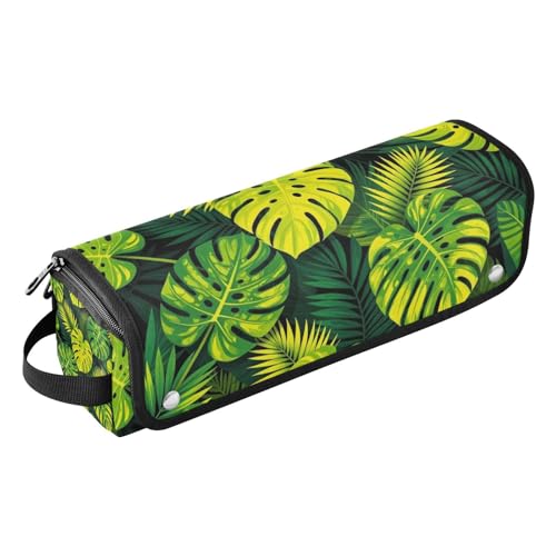 Bolsa de viaje para herramientas de cabello Hot Hair Tools con tapete para plancha resistente al agua y organizador para plancha, accesorios de cuidado capilar hojas de plátano tropical