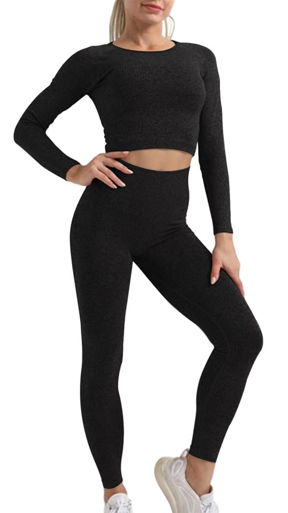 OLCHEE Women's 2 Piece Workout Outfit - Seamless Legging and Sports Bra Yoga Set