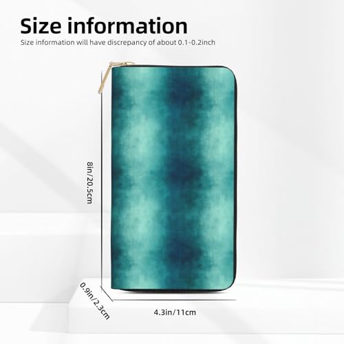 Light Green Pattern Print Wallet Women Men, Long PU Leather Wallets for Women, Cute Womens Travel Wallet Purse Pouch with Zipper Pocket3