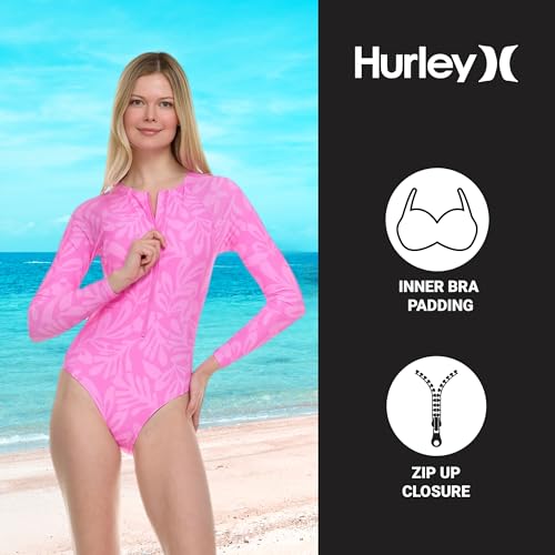 Image of Hurley Long Sleeve Womens One Piece Swimsuits, Swimsuit for Women, Bathing Suit for Women, Swim Suit UPF 50+ SPF UV Protected
