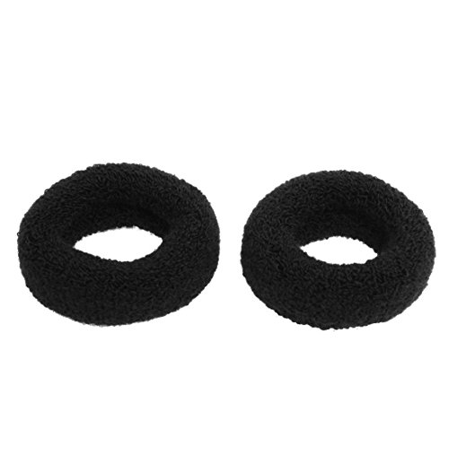 SODIAL(R)1.8" Wide Soft Elastic Plush Ponytail Holder Hair Tie Band Black 2 Pcs