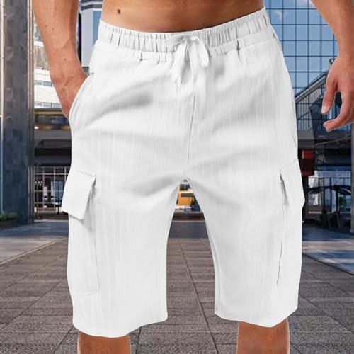 Shorts casual de hombre con cintura elástica y bolsillos grandes miniatura 3