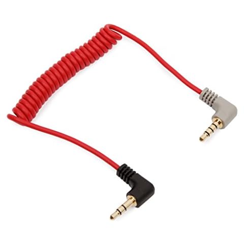 REYTID Replacement Coiled SC7 Cable Compatible with Rode iOS Patch - TRRS to TRS - Microphone/Audio/Lavalier to Smartphone Wire 3.5mm 40cm 15" 0.4m Cover