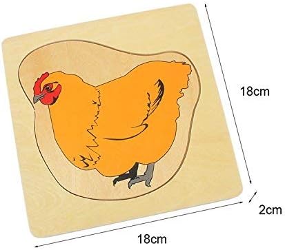 Miniatura 7 de Danni Montessori - Rompecabezas de madera para niños pequeños, ciclo de vida de gallina, huevo, incubación, crecer, caricaturas, rompecabezas de
