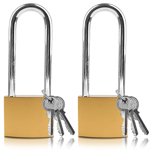 Lamondre Lot de 2 cadenas à anse longue avec clés (Clés communes) - Pour entrepôt, garage, jardin, abri de jardin - 38 mm