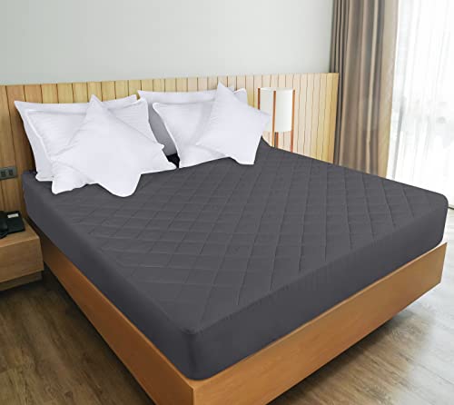 Utopia Bedding Quilted Fitted Mattress Pad, Twin Size, Elastic Fitted Mattress Topper Protector and Cover Stretches up to 16 Inches Deep, Machine Washable (Grey)