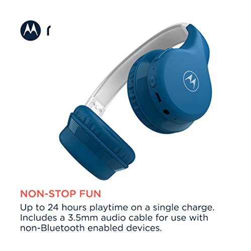 Motorola Lifestyle Sound Moto JR300 Bluetooth Children's Headphones with Volume Limiter and Audio Splitter Blue/Grey - Image 3