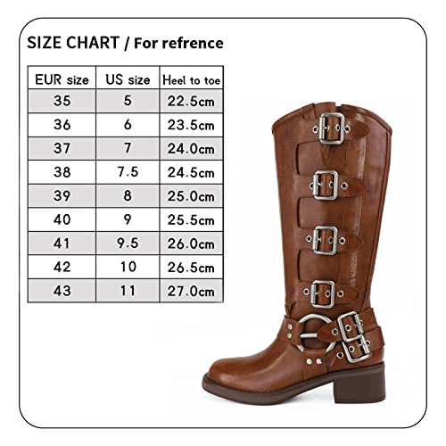 Vimitty Women's Cowgirl Knight Boots Western Knee High Boots Riding Mid Calf Boots Gaiter Rounded Head Mid Calf Boots Chunky Heel Boots #TOP5