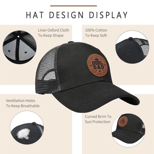 Image of World's Best Dad Ever Trucker Hat Baseball Cap Fathers Day Birthday Gifts for Dad from Daughter Son Black Fathers Day Hat