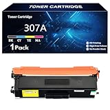 307A Cartucce Toner ad Alta Resa Compatibili per HP 307A CE740A CE741A CE742A CE743A per HP Color LaserJet CP5220 CP5225 CP5225n CP5225dn Stampanti,Yellow-1 Pack
