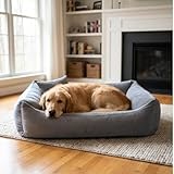 4L Textil Hundebett große Hunde Grau Hundebett abwaschbar Hundekorb große Hunde Hundekissen XL Hundekörbchen flauschig Hundesofa (120x100 cm, Dunkelgrau)