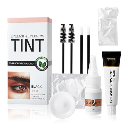 Wimpernfarbe und Augenbrauenfarbe Set 2-in-1 Augenbrauenfarbe für natürlich volle Wimpern und Augenbrauen einfache Anwendung & Salon-Schönheit für zu Hause Wimpernfarbe Schwarz 7 ml