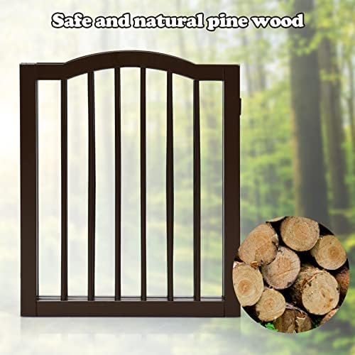 Maxmass Freestanding Pet Gate, 3/4 Panels Folding Dog Gates with 360° Rotating Hinges, Wooden Pet Barrier for Doorway Stairs (204 x 2 x 61cm)
