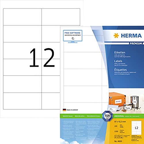 HERMA - Herma - HERMA Etiquettes universelles PREMIUM, 97,0 x 42,3 mm, blanc - 000000000006503037