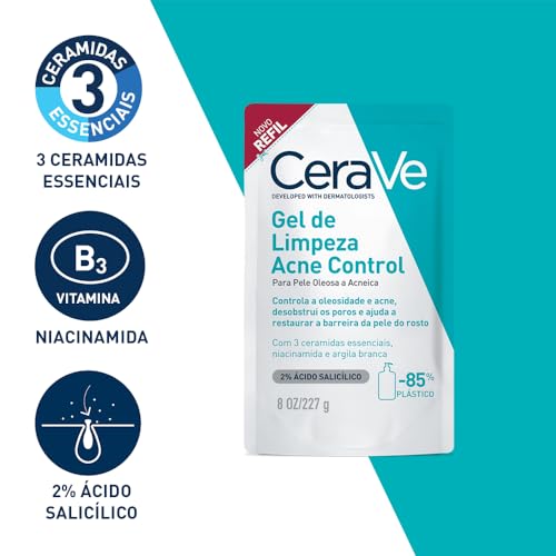 CeraVe, Refil Gel de Limpeza Acne Control Para Pele Oleosa a Acneica com Niacinamida e Ácido Salicíl