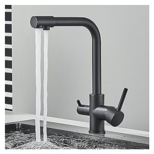 Robinet de cuisine noir or rotatif 360 idéal pour purifier l'eau potable