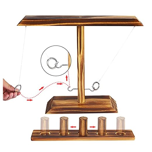 Bestdon Ring Toss Games for Adults, Fast-Paced Interactive Toss Games with Shot Ladder Bundle, Outdoor Indoor Handmade Wooden Hook and Ring Game for Bars, Home, Large