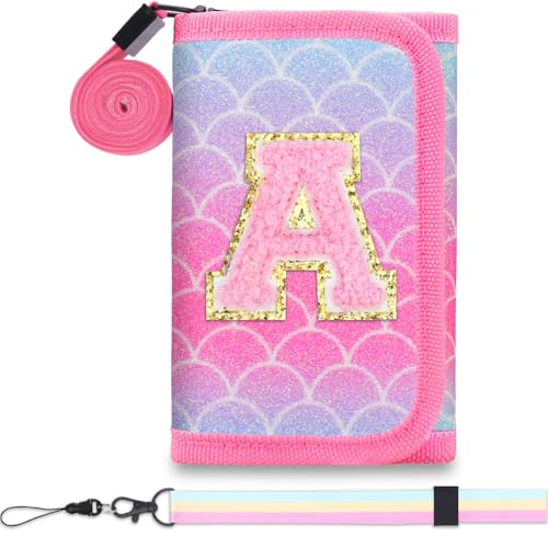 Girls Wallets for Kids 6-8 8-10 kids wallet Cute for Teen Girls with Initials Coin Pocket Toddler Wallet for with Magic Sticker Teen Girl for Gifts A