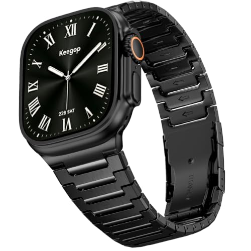 Image of Titanium Apple Watch Band for Men Compatible with Apple Watch Ultra 3 /2 /1 49mm,iWatch Series 11 /10 /9 /8 /7 /6 /5 /4 /SE /3 /2 /1 (46 /45 /44 /42mm),Lightweight Waterproof and Scratch Resistant Metal Strap