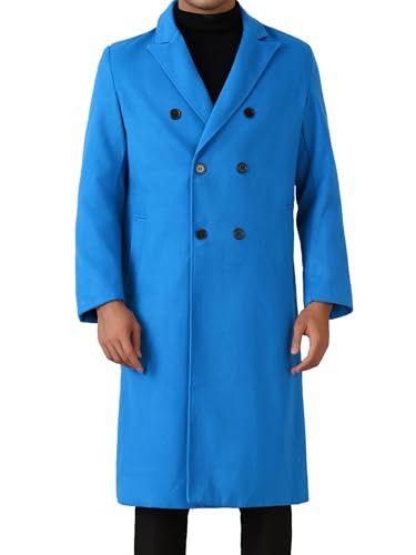 Lars Amadeus Long Trench Coat for Men's Classic Notched Lapel Double Breasted Overcoats