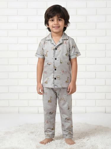 Image of POLKA TOTS 100% Pure Cotton Half Sleeve Night Suit for Kids, Girls & Boys | Cotton Pyjama Set | Unisex Night Dress for Children | Night Suit for Girls |Sleepwear for Kids | Winter Night Dress for Boys