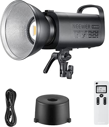 NEEWER CB150 150W LED Video Light, 5600K Daylight COB Continuous Output Lighting with Bowens Mount/2.4G Remote 13000lux/1m CRI/TLCI97+ for Video Recording Stuido Outdoor Photography Shooting