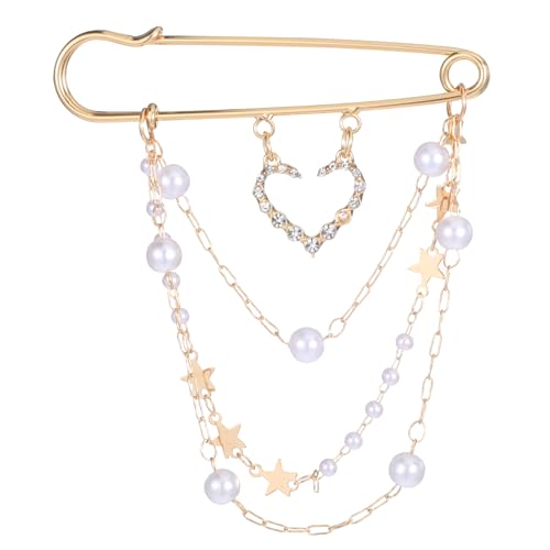 Image of Number 5 Lapel Brooches and Pins, Designer Brooches for Women Vintage Gold Pins and Brooch Imitating Pearl Rhinestone Brooch Pin Fashion Lapel Pin for Wedding Banquet Jewelry Gift