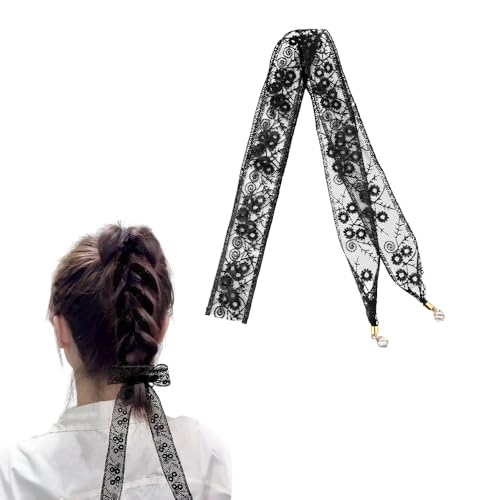 Floral Lace Head Scarf Black White Skinny Scarves Hair Ribbons Scarf French Lace Headband Costume Accessories