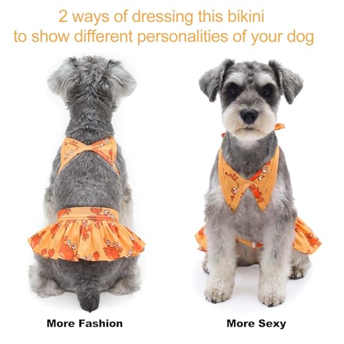 Image of CuteBone Dog Bikini Dress, Stylish Swimsuit Costume for Small Dogs, Comfortable & Adjustable Puppy Bathing Suit, Soft Outfit Pet Apparel for Beach, Pool and Summer Fun DB44M