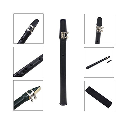 Timiy Mini Pocket Bb Saxophone Sax ABS with Alto Mouthpieces Carrying Bag Woodwind Instrument Black Small One