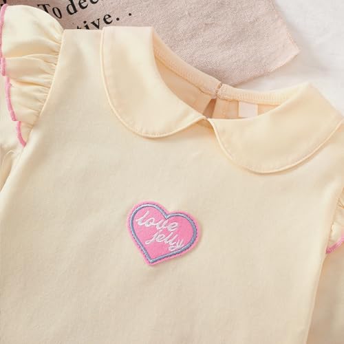 Image of Girls Valentine's Day Outfit Heart Love Print Sweatshirt Kids Girls Clothes Set
