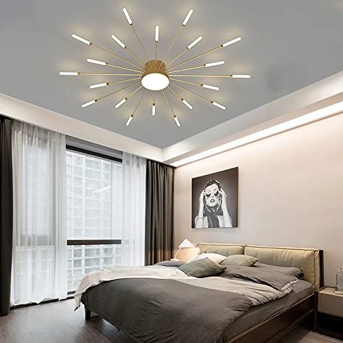 Liudefa 8321-20GOLD 42 Inch Led Ceiling Light Fixture,20 Lights Modern Ceiling Lights Flush Mount Chandelier Gold Indoor Lighting For Living Room,Bedroom,4000K 20W+12W Firework Deco Close To Ceiling Light thumb #7
