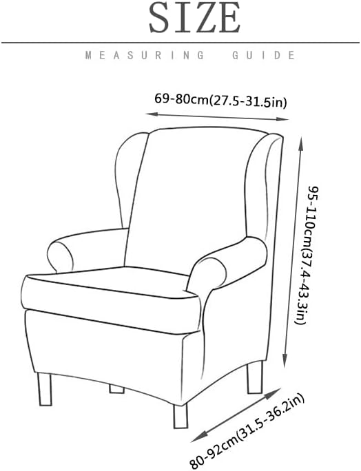 Miniatura 2 de QTMY Funda elástica con respaldo de ala, funda para sofá reclinable, 1 pieza, protector de muebles, 74-103 (98)