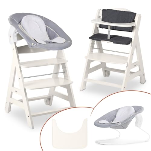 hauck Hochstuhl Beta+ Newborn Set - Babyhochstuhl Set ab Geburt mit 2in1 Neugeborenen Aufsatz...