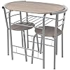vidaXL Ontbijtbarset MDF Zilver Ontbijtbar Bar Bars Tafel Meubelset Ontbijtset