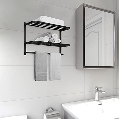 Foto de Toallero para baño, soporte de torre de 23 pulgadas con barras de torre, acero inoxidable SUS 304, estante para toallas de baño, soporte de pared, 3 niveles (negro mate) (imagen 4)