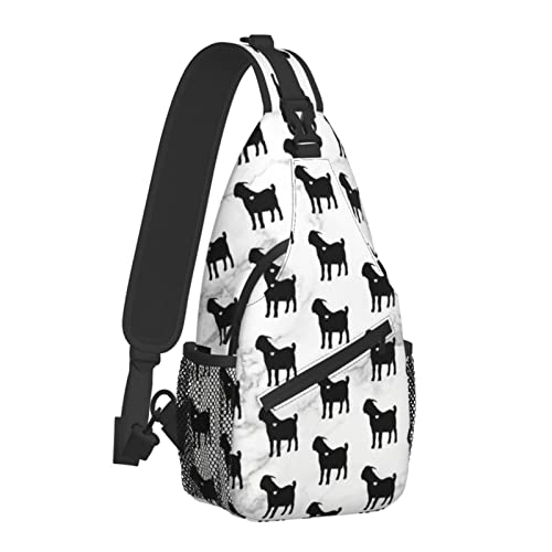 Boer Goat Silhouette Chest Bag Shoulder Bag, Cute Animals Sling Backpack Casual Travel Bag For Men And Women2