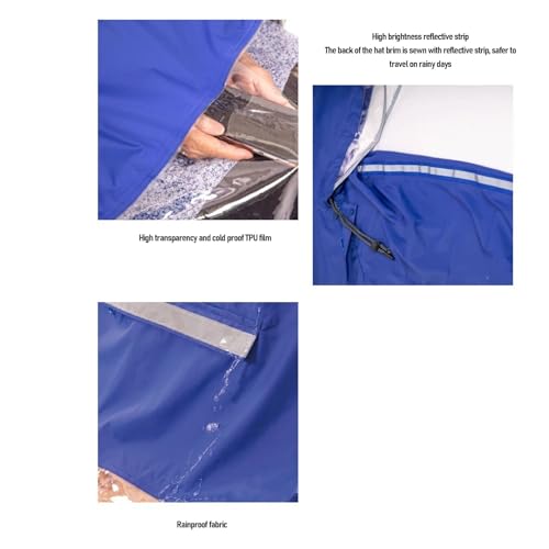 Capa impermeable de lluvia de nailon con bandas reflectantes y capucha transparente 3