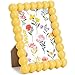 Fiwochic 4x6 Beaded Picture Frame with Mat Boho Photo Frame Cute Funky Photo Frames for Tabletop Wall Display Decorative Art Design Home Decor (Yellow)