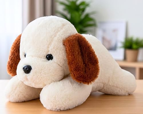 Image of Tickles Adroable Lying Dog Stuffed Soft Plush Animal Toy for Kids Baby Boys & Girls Birthday Gift (Color: White Size: 40 cm)