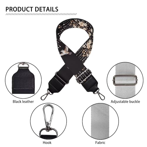 Image of Coldinair Hummingbird Replacement Shoulder Strap for Women Lady Cherry Blossom Handbags Bag Straps Wide Straps for Luggage, Crossbody Strap, Floral Guitar Strap for Purses