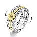 VONALA Sunflower Fidget Rings for Anxiety 925 Sterling Silver Sunflower Spinner Rings for Women Anti Stress Mood Rings Gifts Band Wide 6#
