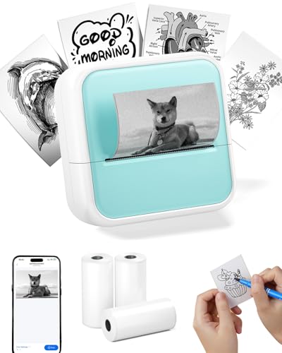 Image of Mini Sticker Printer - Print Pods Sticker Maker Machine & 3 Rolls Paper, Thermal Portable for Photo with Smart APP, Study Notes, DIY Journal, Gift to Kids