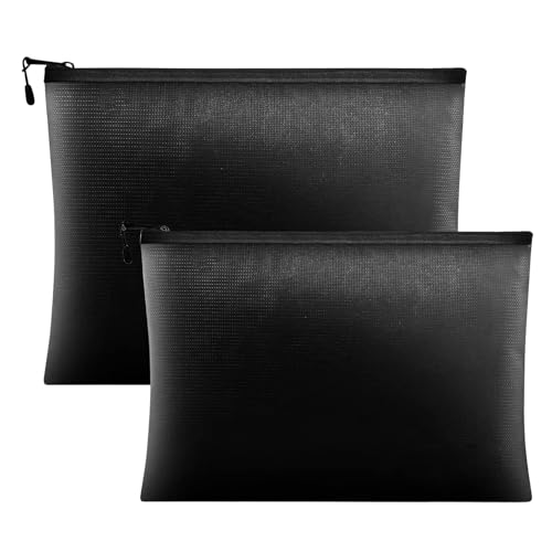 Juego de 2 fundas ignífugas para documentos (30 x 21 cm, 28 cm x 18 cm), de fibra de vidrio, ignífugos, impermeables, para documentos A4, pasaporte, ficheros bancarios, objetos de valor