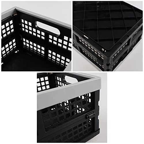 Qskely 3-Pack 15 L Plastic Collapsible Storage Crates, Stackable Storage Basket #TOP3